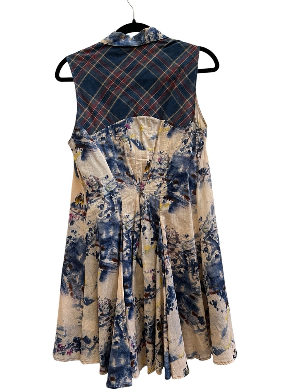 Aratta Silent Journey Mixed Print Tunic Dress Plaid Back Boho - Picture 3 of 7